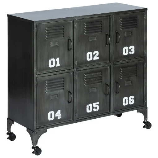 Móvel com 6 portas numeradas SEVIN preto em metal