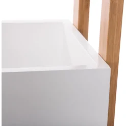 Móvel de apoio branco em bambu com 3 prateleiras