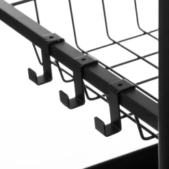 Móvel de apoio com 2 cestos e tabuleiro amovível em bambu