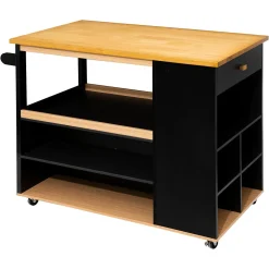 Móvel de apoio em madeira com rodas