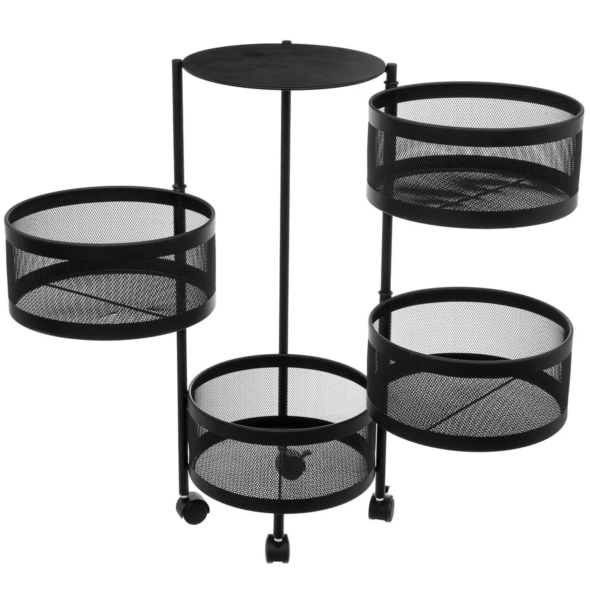 Móvel de apoio redondo MAYAJ preto em aço 33x76cm