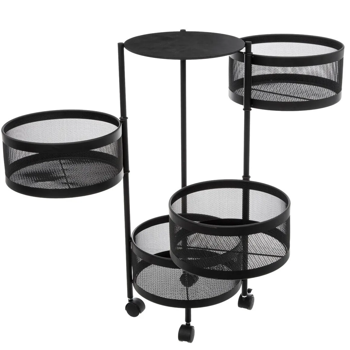 Móvel de apoio redondo MAYAJ preto em aço 33x76cm