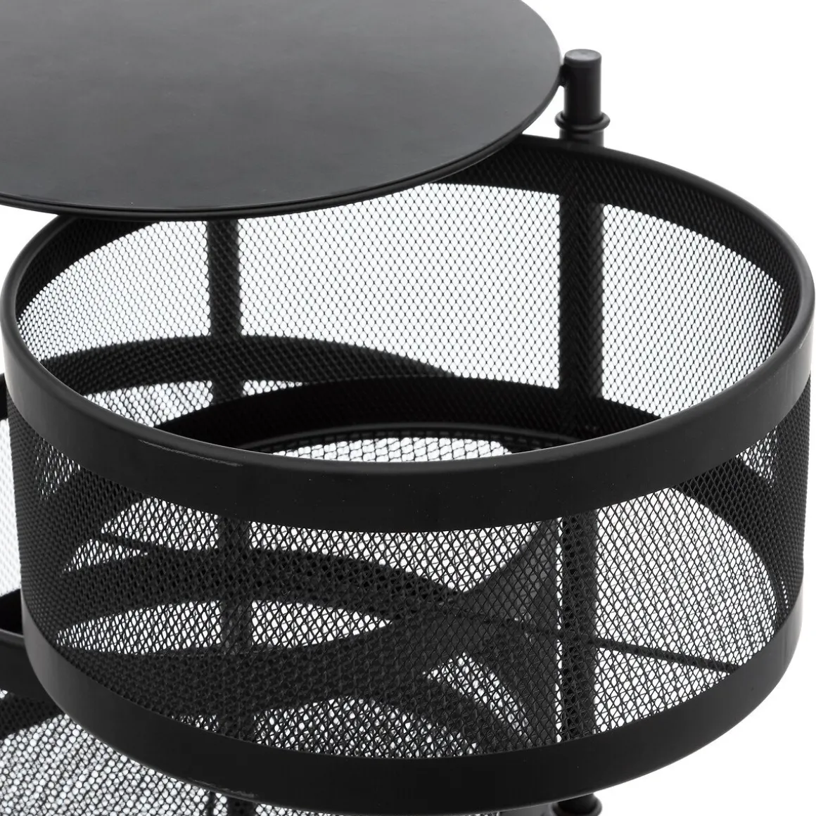 Móvel de apoio redondo MAYAJ preto em aço 33x76cm