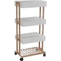Móvel wc branco NATUREO em bambu e mdf com rodas