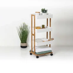 Móvel wc branco NATUREO em bambu e mdf com rodas