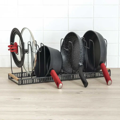 Organizador extensível para frigideiras e panelas