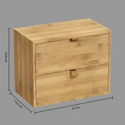 Organizador wc com 2 gavetas em bambu