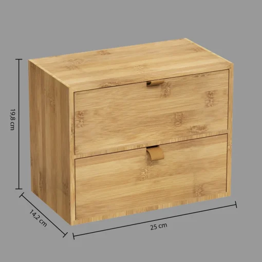 Organizador wc com 2 gavetas em bambu