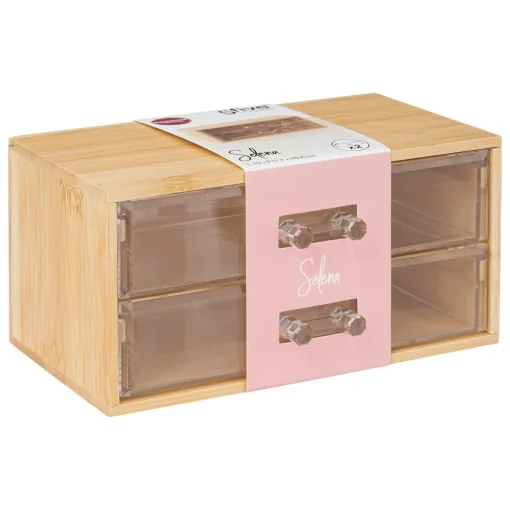 Organizador wc com 2 gavetas em bambu