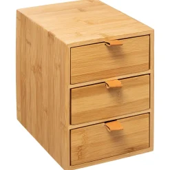 Organizador wc em bambu com 3 gavetas