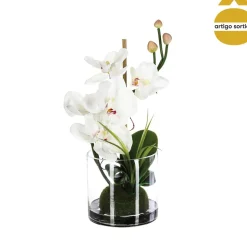 Orquídea com vaso em vidro 32cm