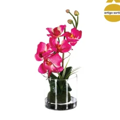Orquídea com vaso em vidro 32cm