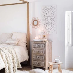 Painel decorativo FANNY branco esculpida em mdf 45x85cm