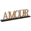 Palavra decorativa amour em mdf com flores