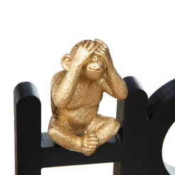 Palavra decorativa HOME com macaco em resina e mdf