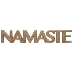 Palavra decorativa ritual namaste em madeira mango