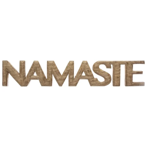 Palavra decorativa ritual namaste em madeira mango