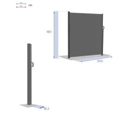 Para-vento encartável ANTAO cinza graphite 1,8x3m
