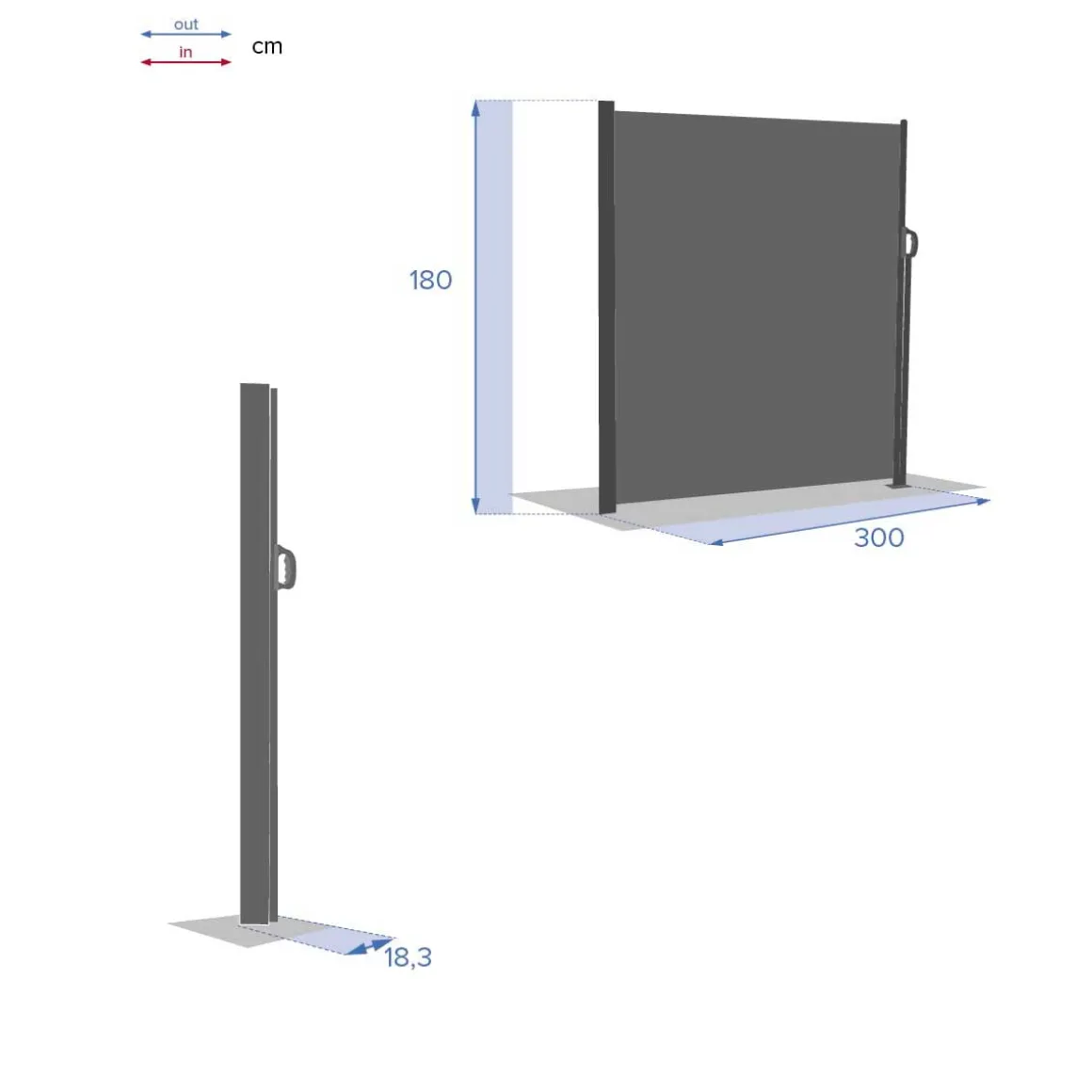 Para-vento encartável ANTAO cinza graphite 1,8x3m