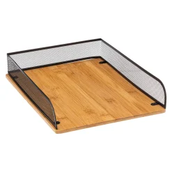 Pasta organizadora em bambu e metal preto