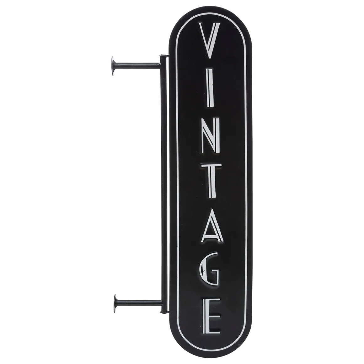 Placa decorativa VINTAGE preta em metal