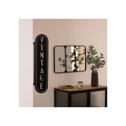 Placa decorativa VINTAGE preta em metal