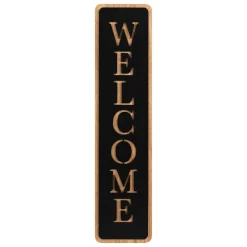 Placa decorativa welcome em mdf preta