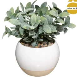 Planta artifical com vaso em cerâmica