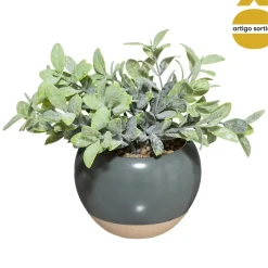 Planta artifical com vaso em cerâmica