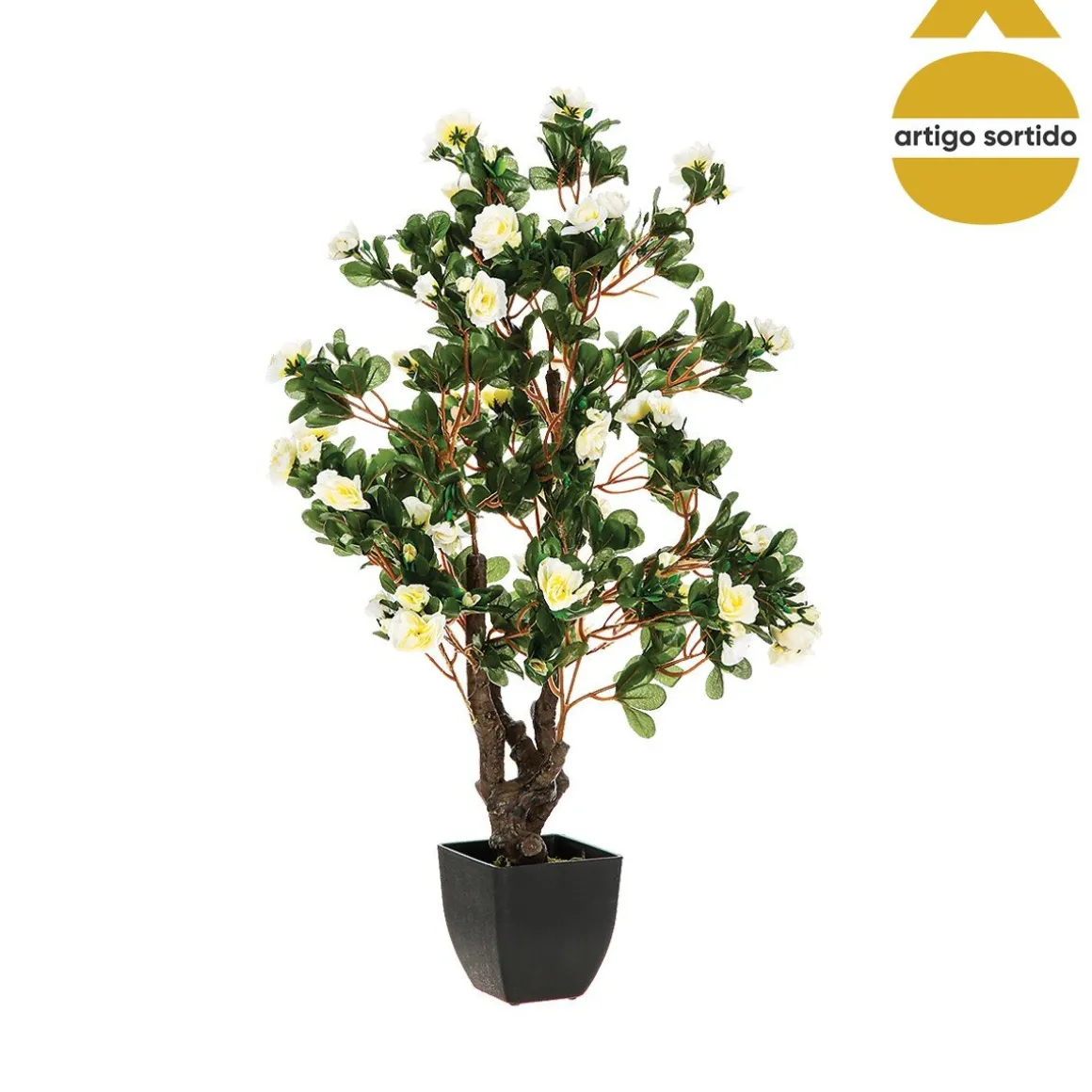 Planta azálea artificial com vaso