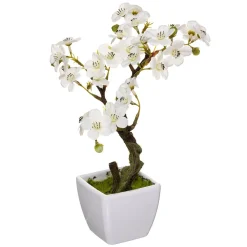 Planta cerejeira branca artificial 26cm