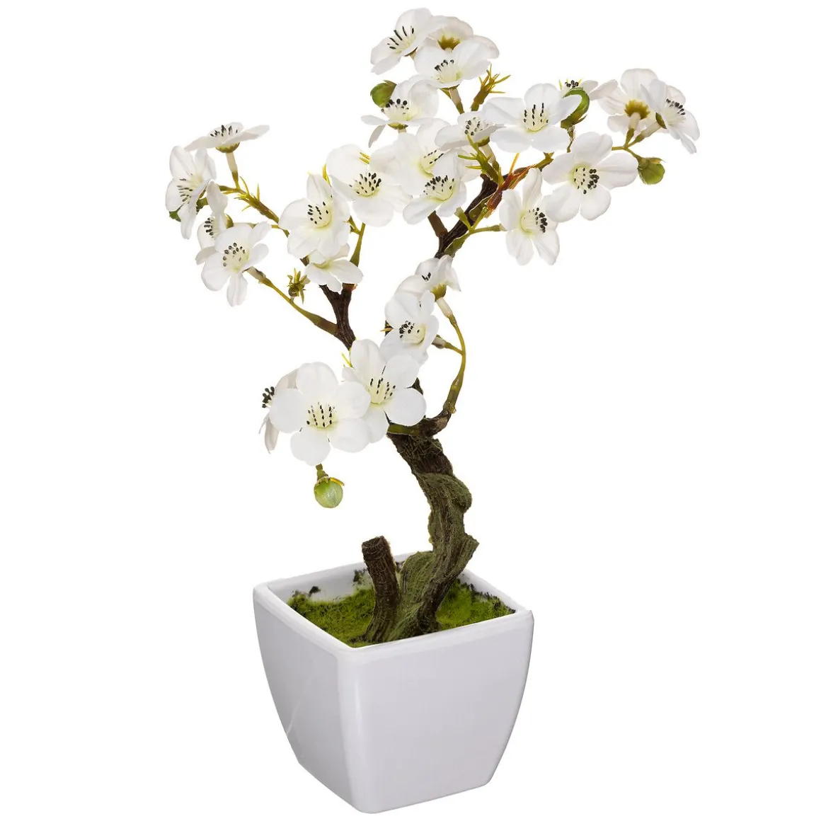 Planta cerejeira branca artificial 26cm