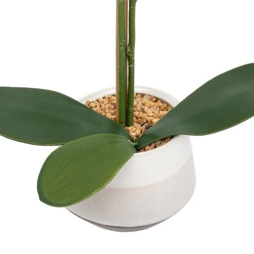 Planta orquídea branca artificial com vaso 52cm