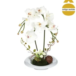 Planta orquídea com vaso cerâmica 46cm