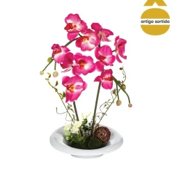 Planta orquídea com vaso cerâmica 46cm