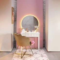 Poltrona BLOOM veludo bege com pernas douradas