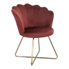 Poltrona BLOOM veludo bordeaux com pernas douradas