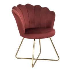 Poltrona BLOOM veludo bordeaux com pernas douradas