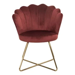 Poltrona BLOOM veludo bordeaux com pernas douradas
