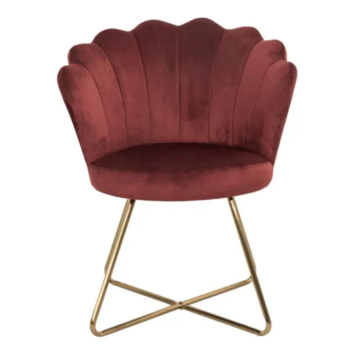 Poltrona BLOOM veludo bordeaux com pernas douradas