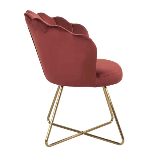 Poltrona BLOOM veludo bordeaux com pernas douradas