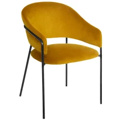 Poltrona com braços SIRON amarela de veludo