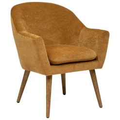Poltrona em tecido ocre com pernas de madeira SINEL