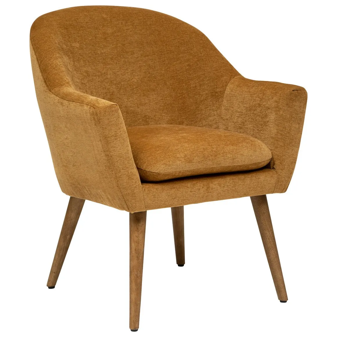 Poltrona em tecido ocre com pernas de madeira SINEL