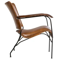 Poltrona HOPER castanho de couro