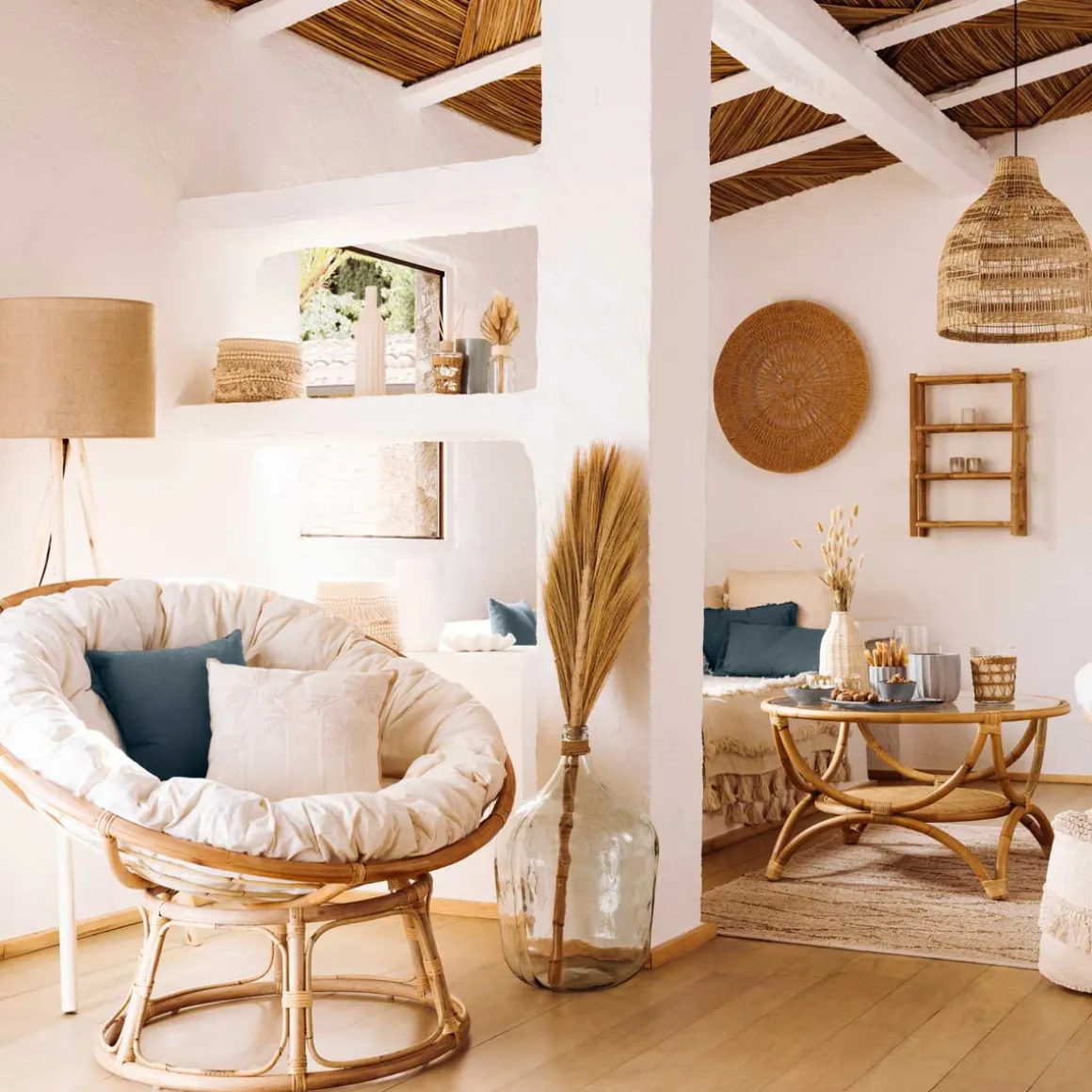 Poltrona papasan natural em bambu