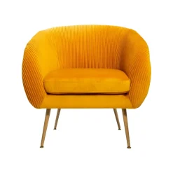 Poltrona SOLARO SLOW TIME ocre em veludo