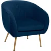 Poltrona SOLARO SLOW TIME azul escuro em veludo
