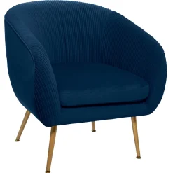 Poltrona SOLARO SLOW TIME azul escuro em veludo