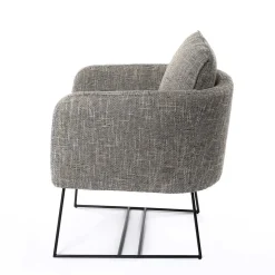 Poltrona TIM cinza com pernas em metal